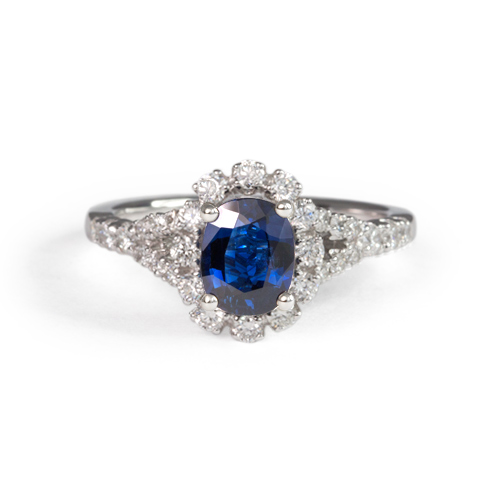Blue Sapphire and Diamond Ring by LAVERA Diamond